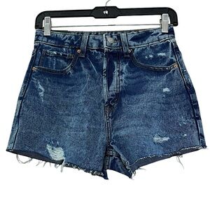 NWT Wild Fable high rise distressed cut off denim shorts size 0 waist 25